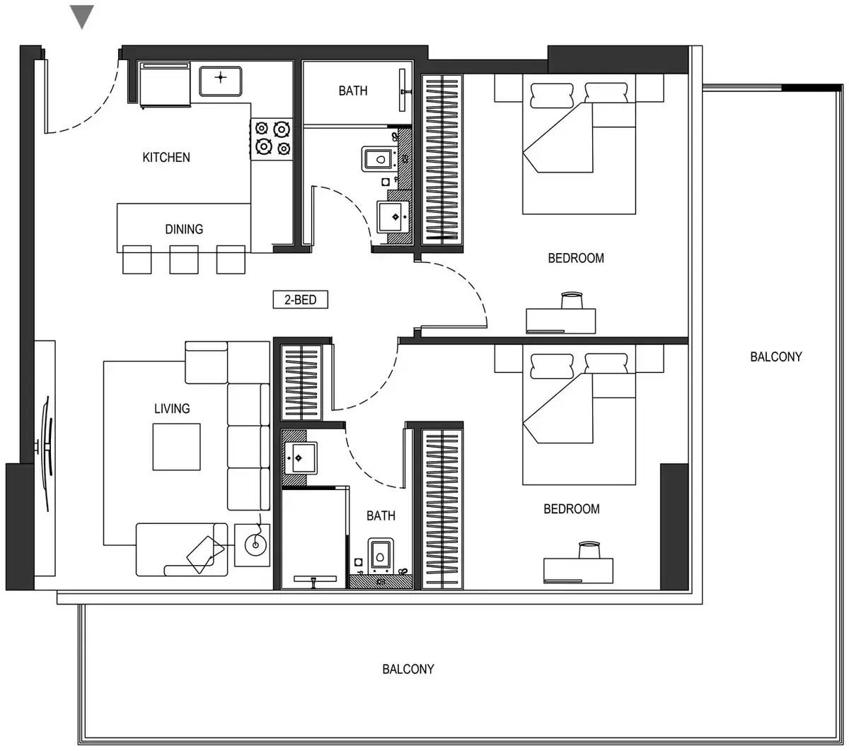 Планировка — 1-спальная, 111 м²