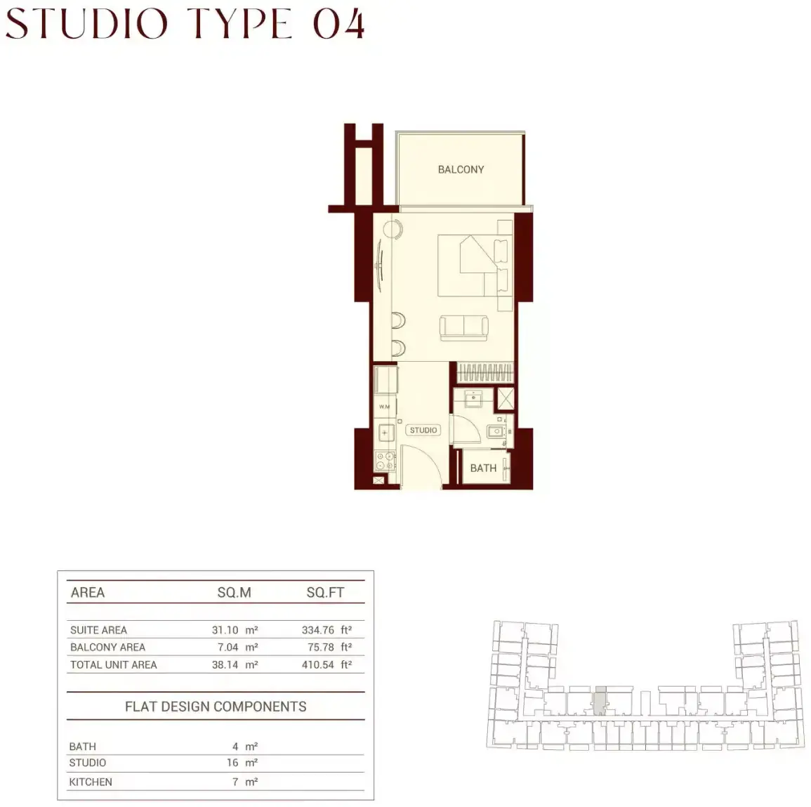 Планировка — Студия, 38 м²