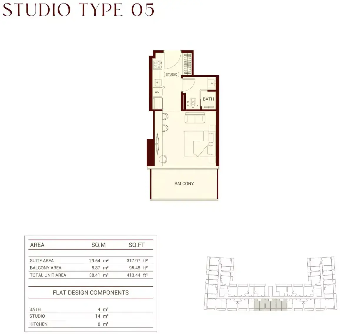 Планировка — Студия, 38 м²