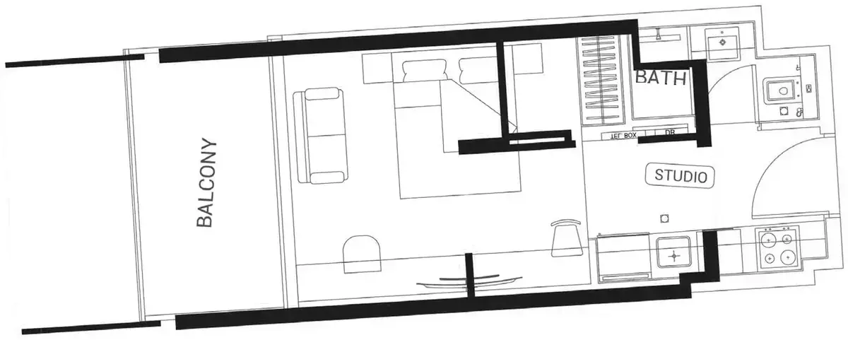 Планировка — Студия, 34 м²