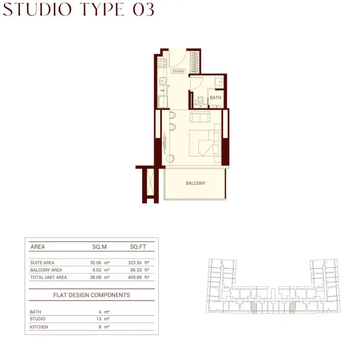 Планировка — Студия, 38 м²