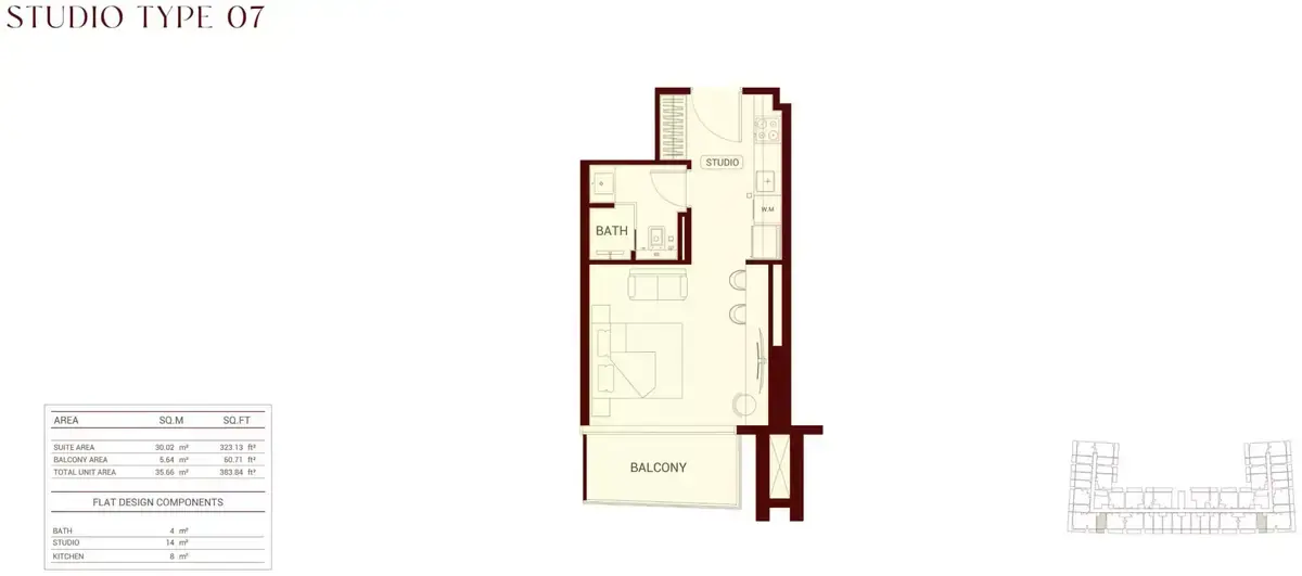 Планировка — Студия, 36 м²