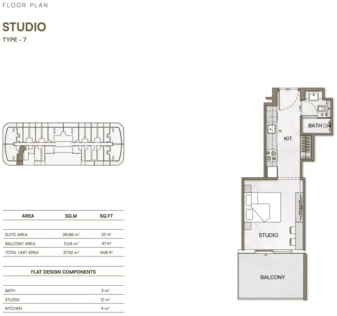 Планировка — Студия, 38 м²