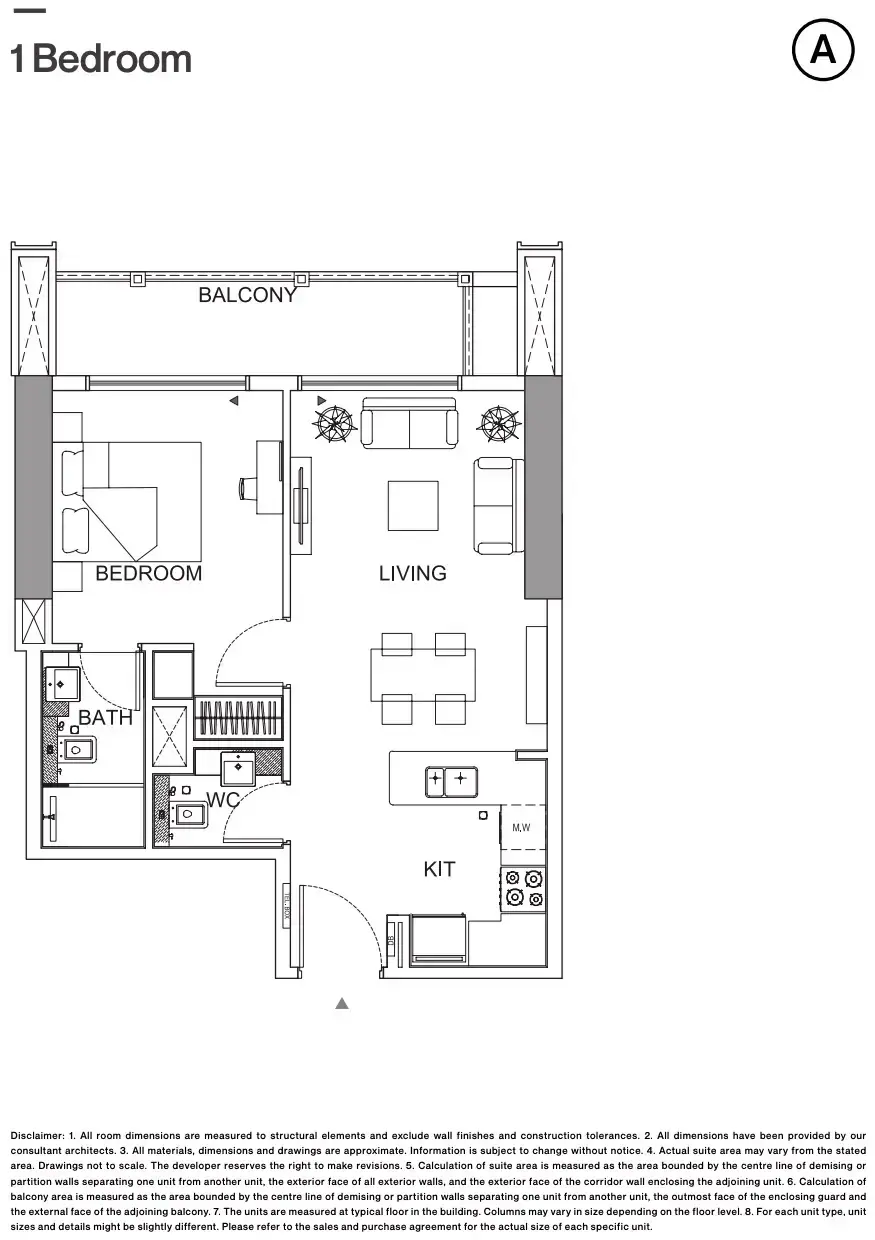 Планировка — 1-спальная, 46 м²
