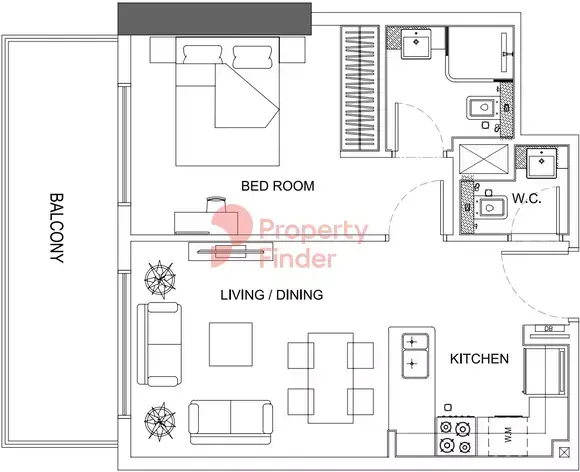 Планировка — 1-спальная, 70 м²