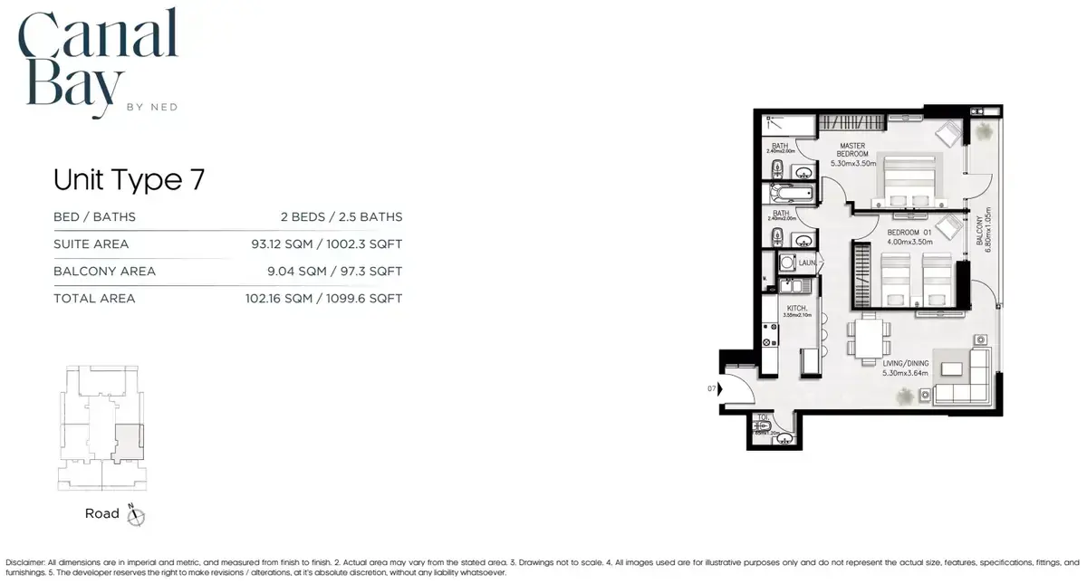 Планировка — 2-спальная, 102 м²