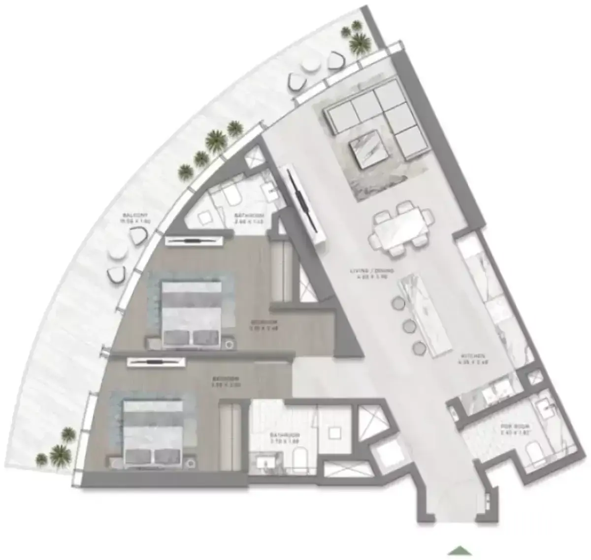 Планировка — 2-спальная, 135 м²