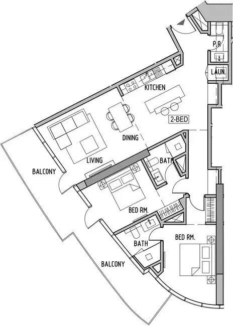 Планировка — 2-спальная, 125 м²