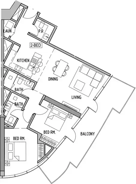 Планировка — 2-спальная, 121 м²