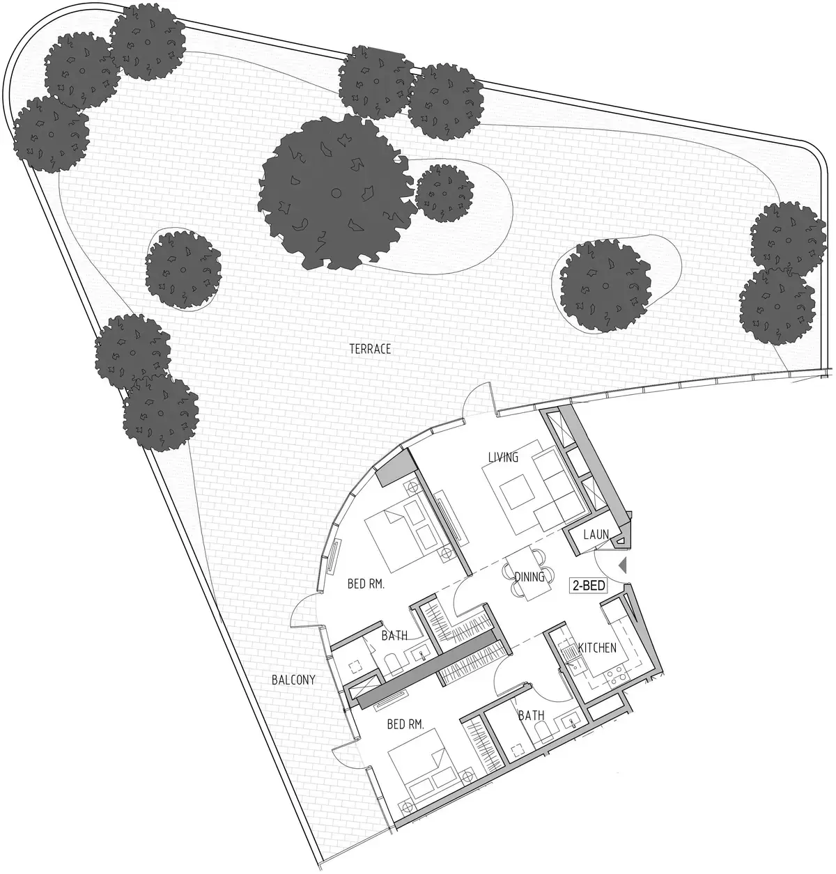 Планировка — 2-спальная, 372 м²