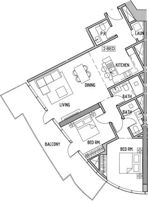 Планировка — 2-спальная, 123 м²
