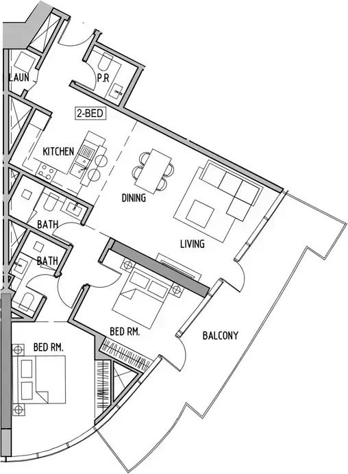 Планировка — 2-спальная, 125 м²