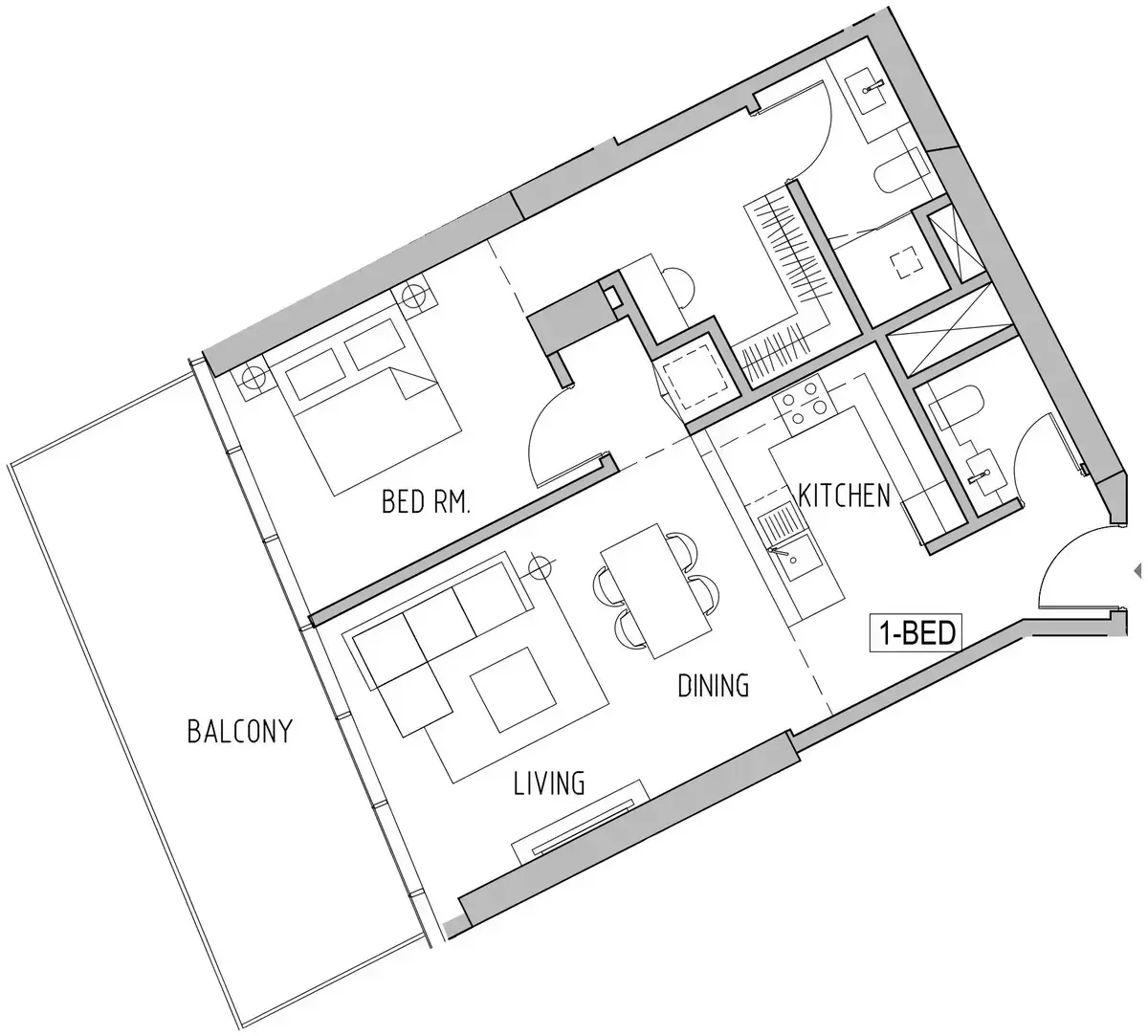 Планировка — 1-спальная, 93 м²