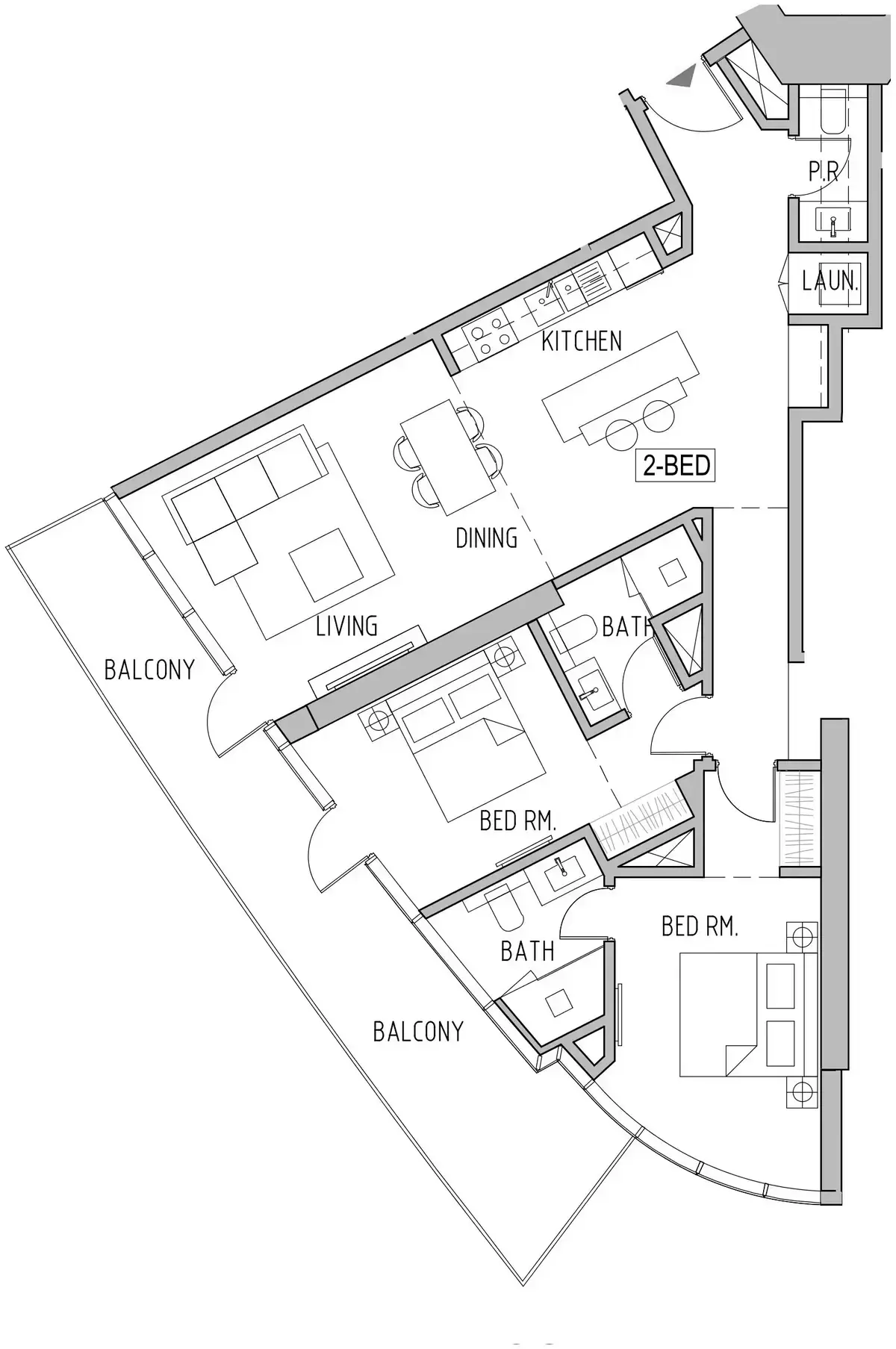 Планировка — 2-спальная, 124 м²