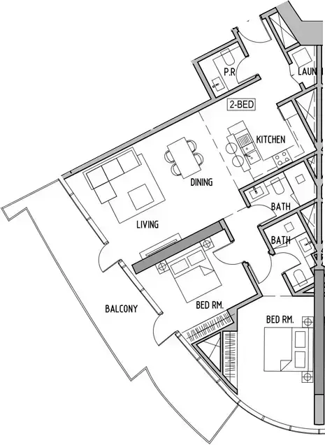 Планировка — 2-спальная, 128 м²