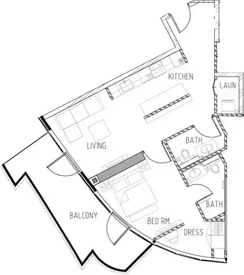 Планировка — 1-спальная, 88 м²
