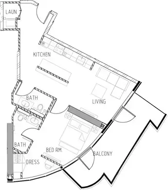 Планировка — 1-спальная, 88 м²