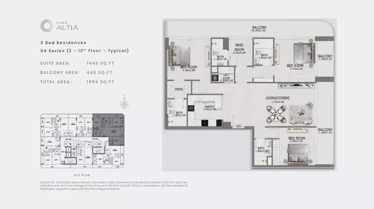 Планировка — 3-спальная, 176 м²