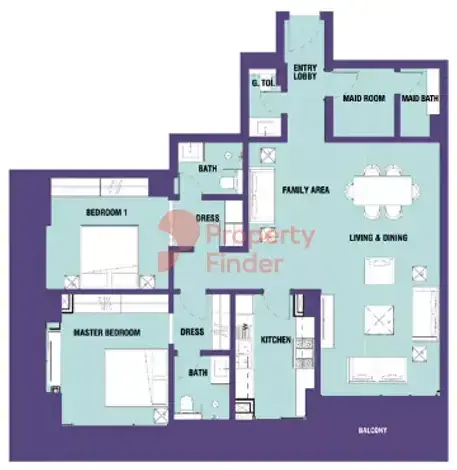 Планировка — 2-спальная, 144 м²