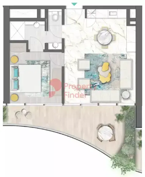 Планировка — 1-спальная, 70 м²