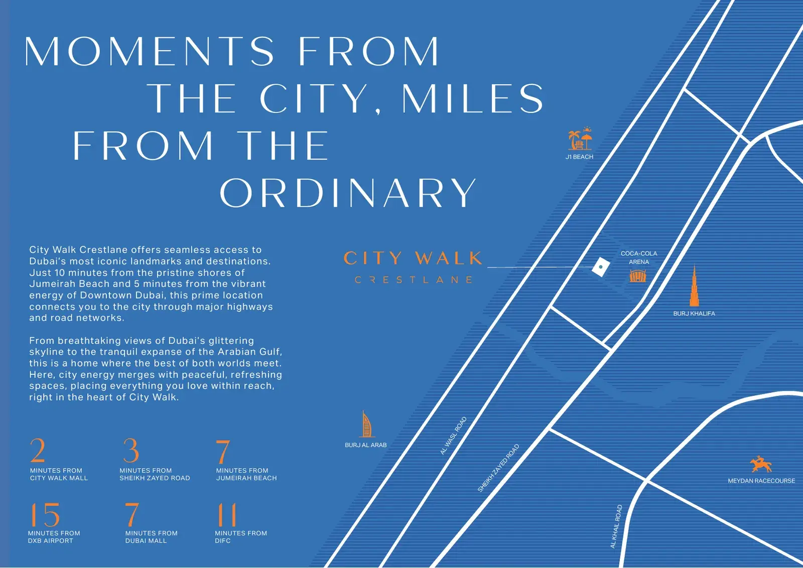 City Walk Crestlane Phase 5 — сколько ехать до точек города