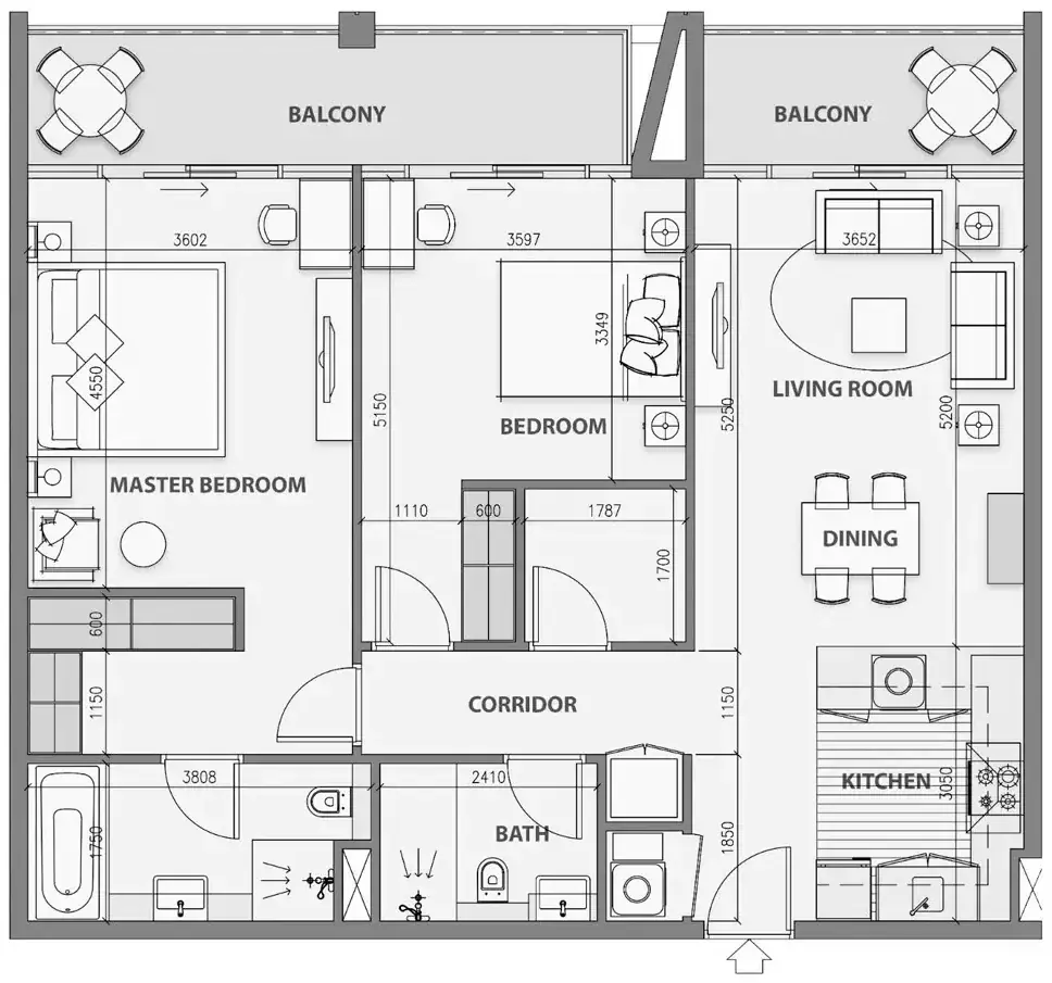 Планировка — 2-спальная, 110 м²