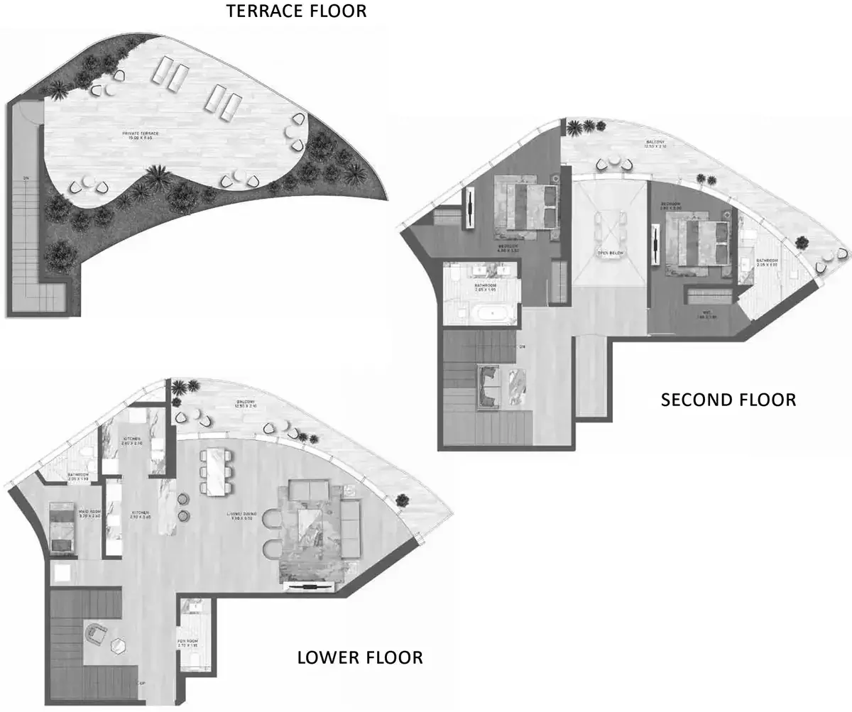 Планировка — 2-спальная, 342 м²
