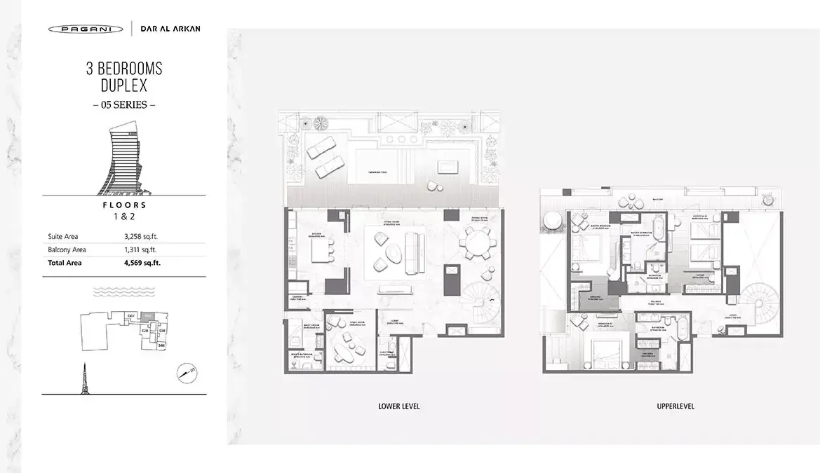 Планировка — 3-спальная, 424 м²