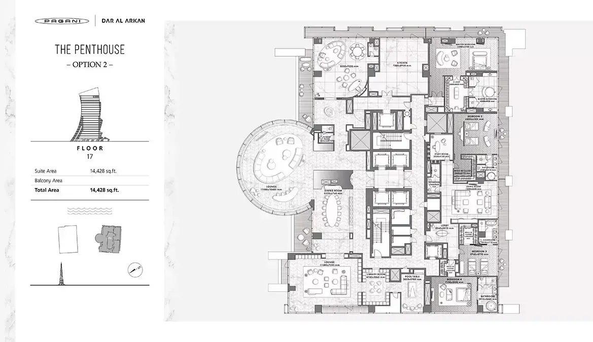Планировка — квартира, 1340 м²