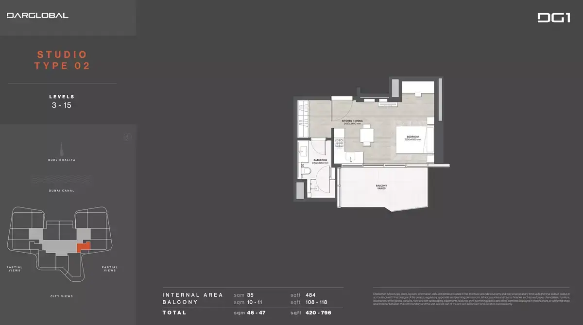 Планировка — Студия, 39 м²