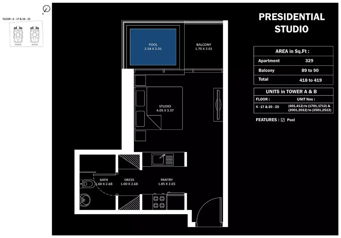 Планировка — Студия, 39 м²