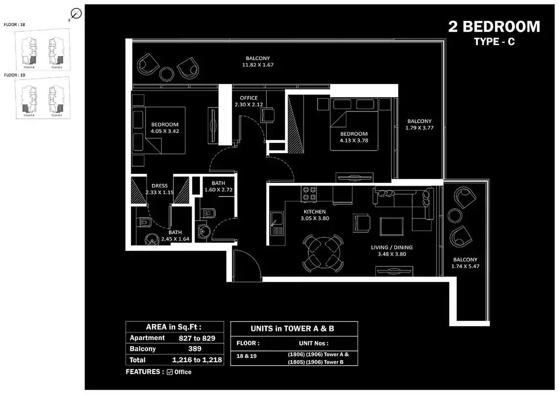Планировка — 2-спальная, 113 м²