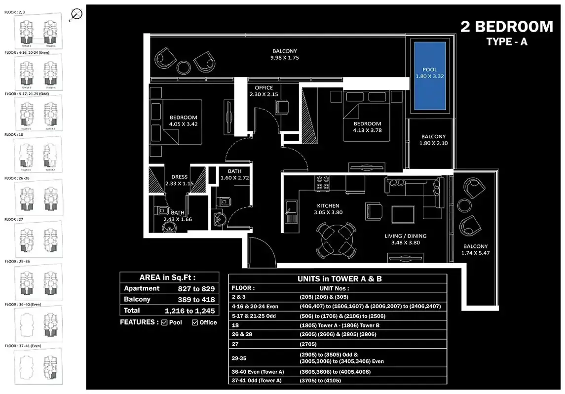 Планировка — 2-спальная, 116 м²