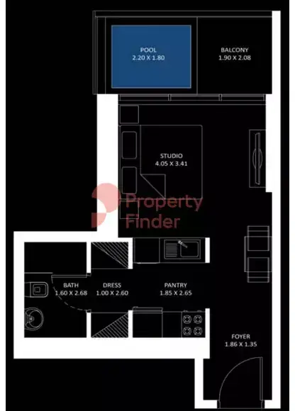 Планировка — Студия, 42 м²