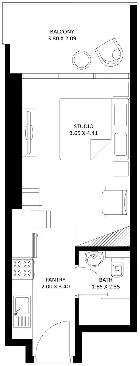Планировка — Студия, 36 м²