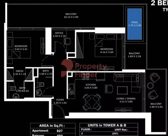 Планировка — 2-спальная, 120 м²