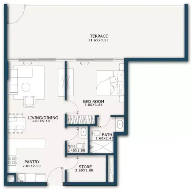 Планировка — 1-спальная