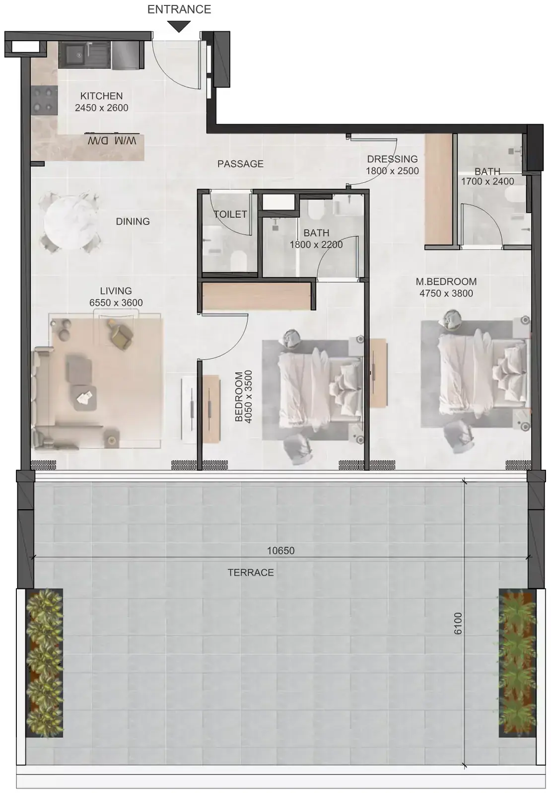Планировка — 2-спальная, 160 м²