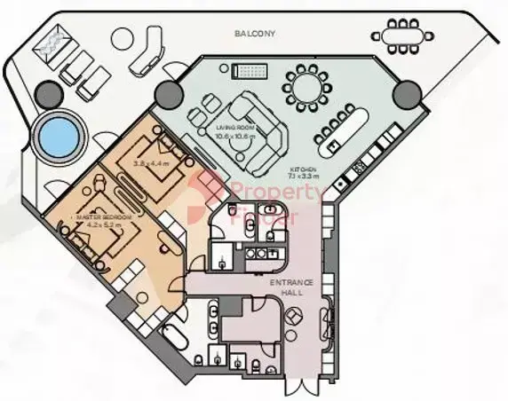 Планировка — 2-спальная, 343 м²