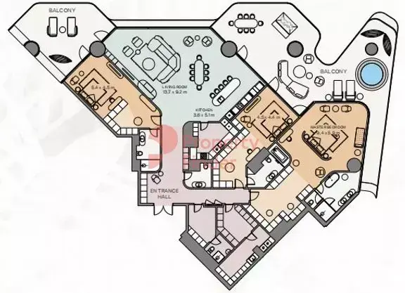 Планировка — 3-спальная, 590 м²