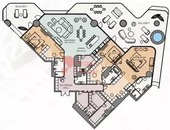 Планировка — 3-спальная, 611 м²