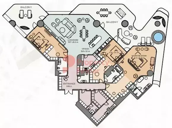 Планировка — 3-спальная, 601 м²