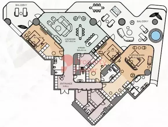 Планировка — 3-спальная, 612 м²