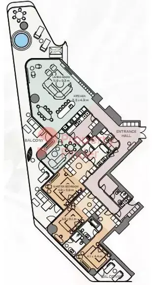 Планировка — 3-спальная, 483 м²