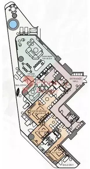 Планировка — 3-спальная, 477 м²