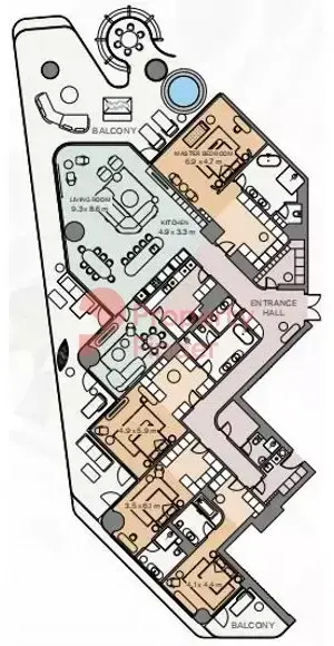 Планировка — квартира, 609 м²
