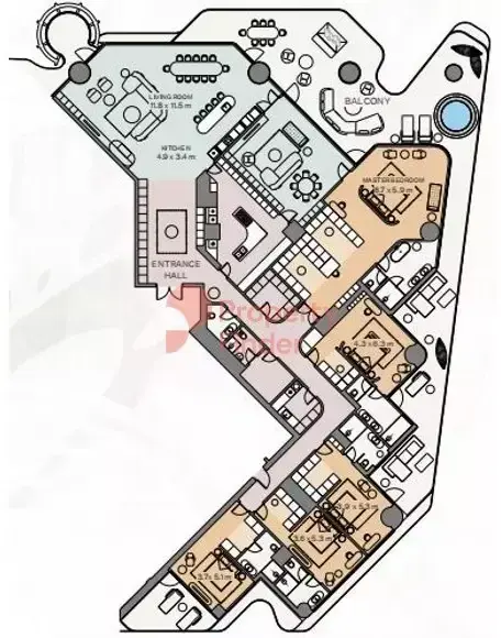 Планировка — квартира, 825 м²