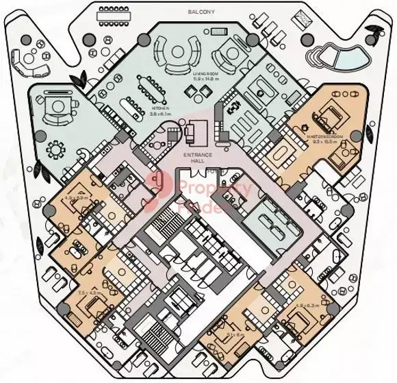 Планировка — квартира, 1468 м²