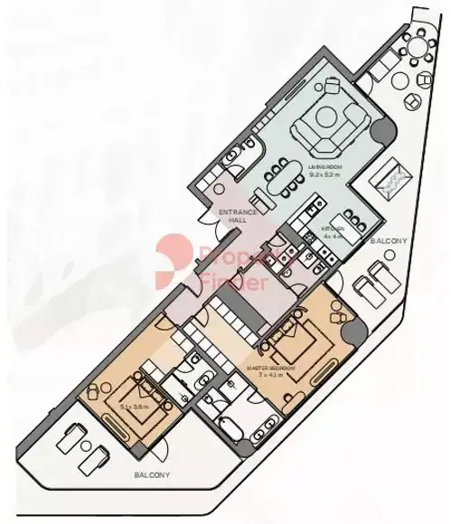 Планировка — 2-спальная, 303 м²