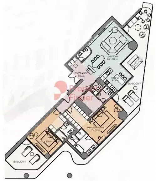 Планировка — 2-спальная, 283 м²